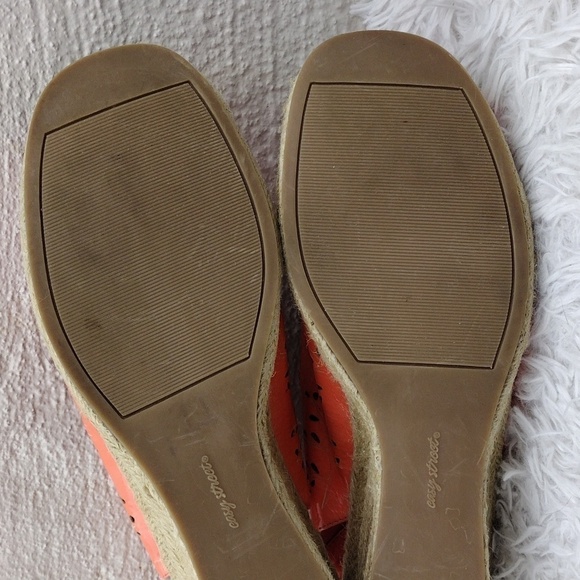 Easy Street Tangerine Faux Leather Cut Out Upper Open Toe Wedged-Heel Espadrille - Picture 8 of 16